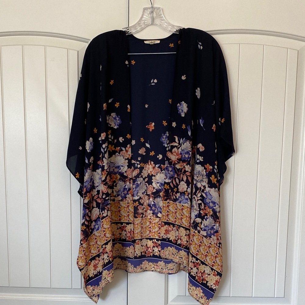 Maurices Kimono Navy and Orange Floral